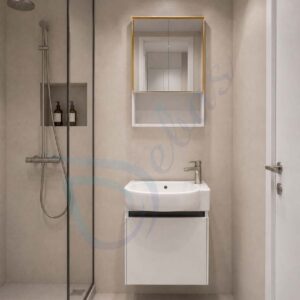 Bo tu lavabo treo tuong mini mau trang sang trong