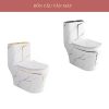 Bồn cầu 1 khối màu trắng vân mây viền đen hoặc vàng sang trọng, mã TH11