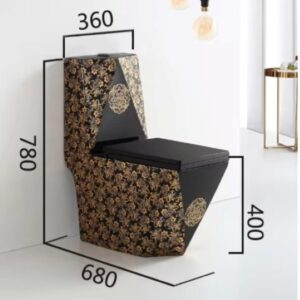 Bồn cầu đen hoa vàng kim cương B3678K thiết kế sang trọng Kích thước bồn cầu đen hoa vàng kiểu kim cương