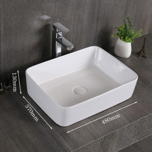 Chậu lavabo màu trắng kiểu vuông