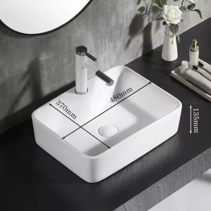 Chậu lavabo đặt bàn màu trắng LD4001 thiết kế hiện đại Chậu rửa mặt màu trắng kiểu vuông