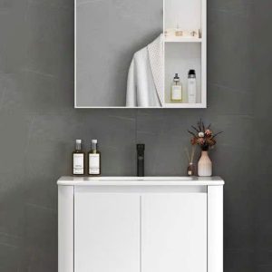 bo tu lavabo treo tuong mau trang bang nhua PVC 1