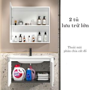 bo tu lavabo treo tuong mau trang bang nhua PVC 2