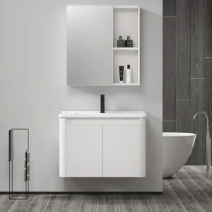 Bộ tủ lavabo treo tường màu trắng TN10T bằng nhựa PVC