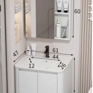 Bộ tủ lavabo treo tường màu trắng TN10T bằng nhựa PVC