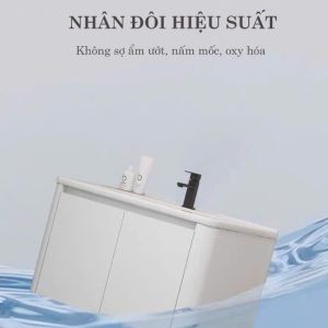 Bộ tủ lavabo treo tường màu trắng TN10T bằng nhựa PVC