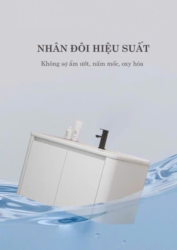 Bộ tủ lavabo treo tường màu trắng TN10T bằng nhựa PVC