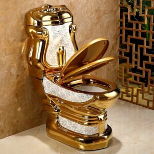 Bồn cầu 2 khối mạ vàng sang trọng
