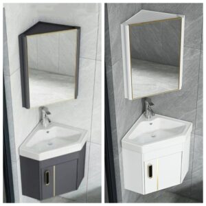 Bộ tủ lavabo treo góc tường bằng nhôm