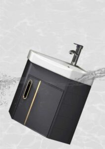Bộ tủ lavabo treo góc tường nhỏ gọn làm bằng nhôm với khung chắc chắn tiết kiệm tối đa diện tích nhà tắm model T11NG Bộ tủ lavabo treo góc tường chống thấm nước