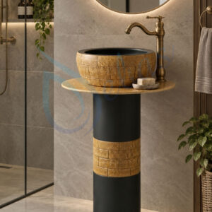 Lavabo sân vườn kiểu trụ đứng 2 khối