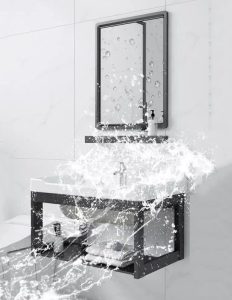 Bộ tủ lavabo treo tường nhỏ gọn TL01C bằng nhôm chịu nước phù hợp nhà tắm không gian nhỏ Bộ tủ lavabo treo tường nhỏ gọn TL01C
