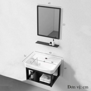 Bộ tủ lavabo treo tường nhỏ gọn TL01C bằng nhôm chịu nước phù hợp nhà tắm không gian nhỏ Bộ tủ lavabo treo tường nhỏ gọn TL01C