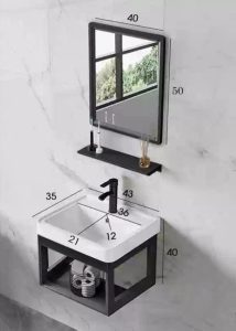 Bộ tủ lavabo treo tường nhỏ gọn TL01C bằng nhôm chịu nước phù hợp nhà tắm không gian nhỏ Bộ tủ lavabo treo tường nhỏ gọn TL01C