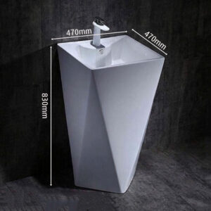 Kích thước lavabo trụ đứng kiểu kim cương hình lục giác