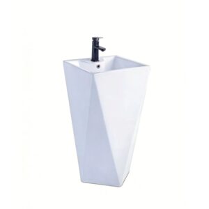 Lavabo trụ đứng kiểu kim cương màu trắng