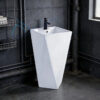 Lavabo trụ đứng màu trắng kiểu kim cương