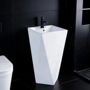 lavabo trụ đứng màu trắng kiểu kim cương độc đáo
