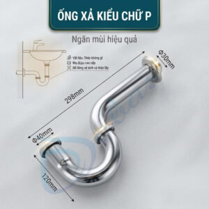 Kích thước ống xả lavabo hình chữ P