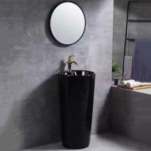 Lavabo trụ đứng màu đen bóng