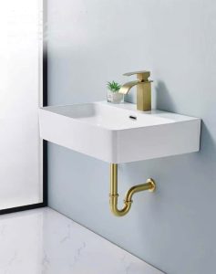 Bộ xả lavabo màu vàng bóng kiểu chữ P