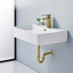 Bộ xả lavabo màu vàng bóng kiểu chữ P