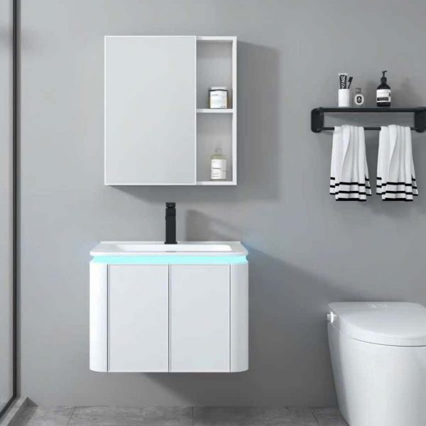 bo tu lavabo treo tuong mau trang co den led