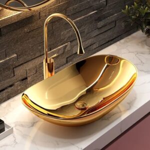 Lavabo hình thuyền màu vàng bóng