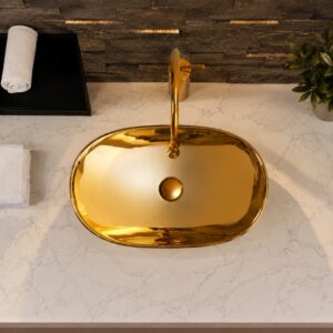 Lavabo mạ vàng kiểu thuyền sang trọng