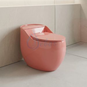 Bồn cầu trứng màu hòng men bóng