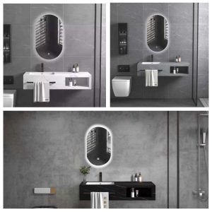 Bộ tủ lavabo treo tường bằng đá sang trọng