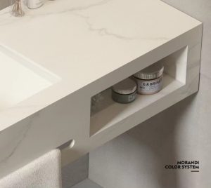 Bộ tủ lavabo treo tường bằng đá đã có gương led kích thước 80x50cmBộ tủ lavabo treo tường bằng đá đã có gương led kích thước 80x50cm