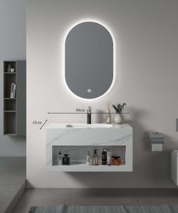 Bộ tủ lavabo treo tường bằng đá 1 tấm kiểu dáng sáng trọng