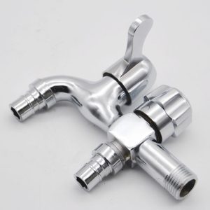 Vòi nước đôi 2 đầu ra làm bằng đồng chống gỉ sét