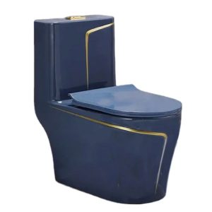 Tạm Biệt Bồn Cầu Nghẹt: 3 Mẹo Xử Lý Khẩn Cấp & 4 Tiêu Chí Chọn Mua Bồn Cầu Mới Bồn cầu 1 khối màu xanh viền vàng