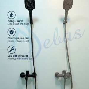 Vòi sen dây nóng lạnh màu đen bằng inox 304 sang trọng