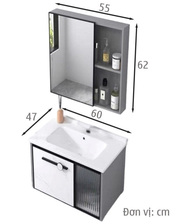 Bộ tủ lavabo treo tường bằng nhôm