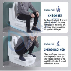 Bồn cầu xổm 2 kiểu ngồi