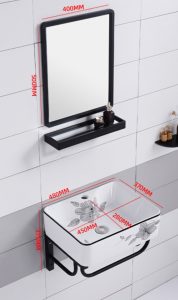 Bộ lavabo treo tường họa tiết bông hoa xinh đẹp