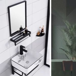 Bộ lavabo treo tường họa tiết bông hoa xinh đẹp