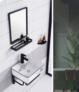 Bộ lavabo treo tường họa tiết bông hoa xinh đẹp