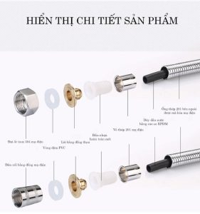 Dây cấp nước vòi sen dài 2m chống gỉ sét độ bền cao