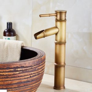 Vòi lavabo thân trúc màu đồng cổ chức năng nóng lạnh