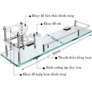 Kệ kính nhà tắm để bàn chải đánh răng, kem đánh răng và cốc súc miêng vô cùng tiện lợi mã K01GK Kệ kính nhà tắm