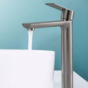 Vòi lavabo lạnh cao 30cm làm bằng thép không gỉ màu trắng mờ