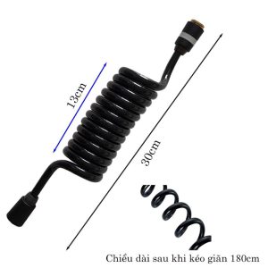 Dây cấp nước vòi xịt vệ sinh ống lò xo bằng nhựa PU với lõi đồng ở 2 đầu Dây cấp nước vòi xịt vệ sinh