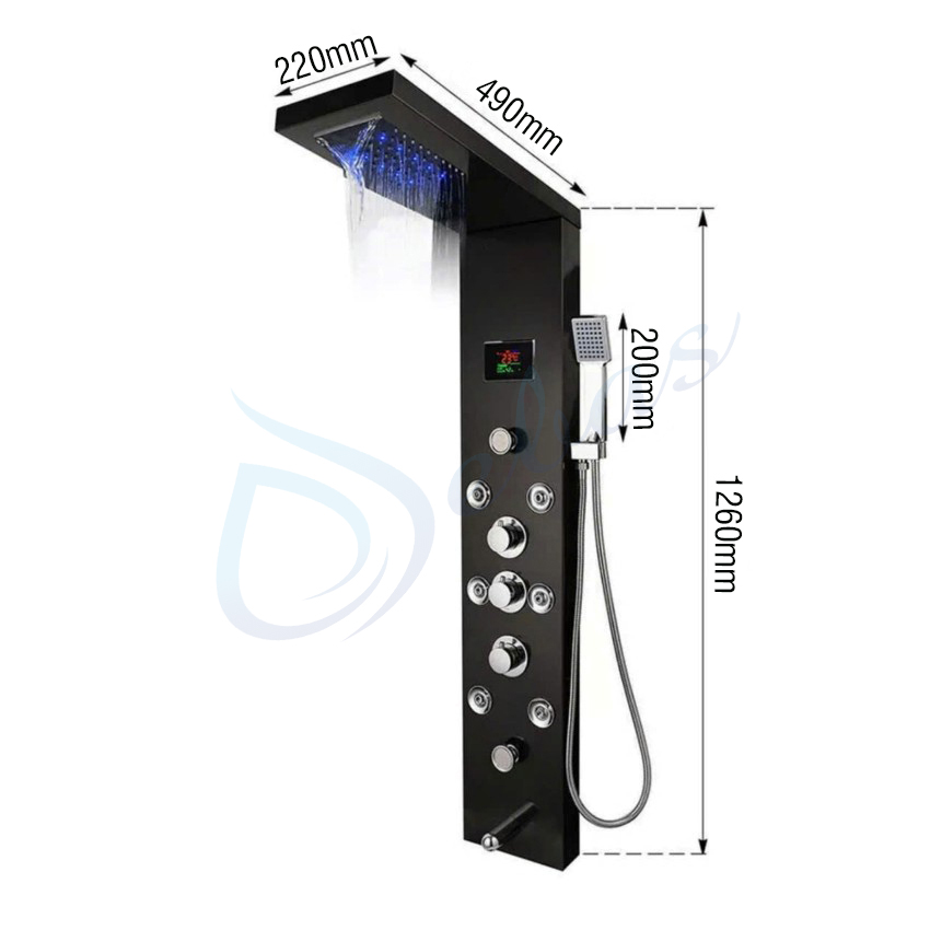 Sen thuyen massage hien thi nhiet do kem den led Kích thước sen thuyền massage có đèn led