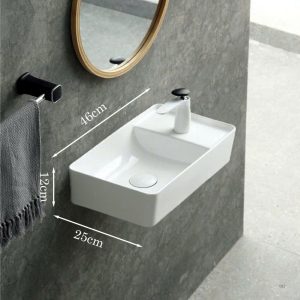 Lavabo treo tường nhỏ gọn màu trắng vuông vức