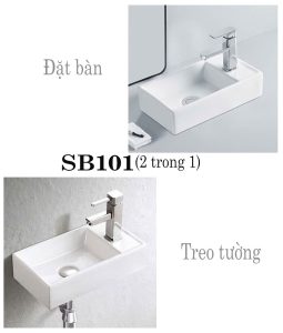 Lavabo treo tường nhỏ gọn màu trắng vuông vức