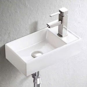 Lavabo treo tường nhỏ gọn màu trắng vuông vức